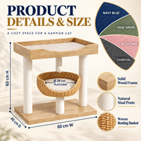 Arbre à chat en peluche avec lit intégré, griffoir en sisal, mobilier en bois massif de grande taille et peu encombrant pour chats Ragdoll