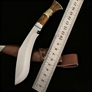 Cuchillo Táctico de Supervivencia para Exteriores, Hoja Fija de Acero Inoxidable de Alta Dureza, Cuchillo de Caza Kukri Curvo con Funda de Madera - Product Image 6