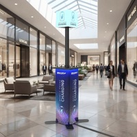 Kiosque de recharge pour téléphones portables COE 2 avec boîte lumineuse publicitaire, station de recharge rapide avec autocollant de marque
