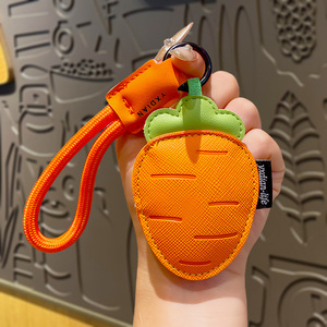 Llavero de cuero PU con colgante de vegetales de dibujos animados únicos, encantador dije de zanahoria, <span class=keywords><strong>berenjena</strong></span> y chile, accesorio para bolso, colgante para teléfono, dijes para teléfono - Product Image 5