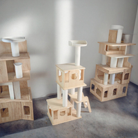 Arbre à chat de luxe design moderne, griffoir pour chat, meuble d'escalade d'intérieur, colonne en sisal en bois naturel, multi-niveaux, en carton