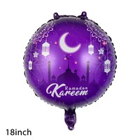 Ballons Eid Mubarak, ballons en aluminium en forme de lune et d'étoile, 18 pouces, ballons ronds en aluminium pour le Ramadan, décorations pour les fêtes musulmanes, fournitures pour la fête de l'Eid