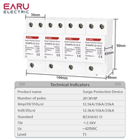 Parafoudre EARU T1 pour protection contre les surtensions, basse tension domestique, 2P 3P 4P, protection contre les surtensions AC 420V 12.5/15/25KA EASPD -D