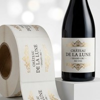 Étiquettes personnalisées pour bouteilles de vin, dorure à chaud, autocollantes, imperméables, résistantes aux rayures, résistantes aux UV, emballage