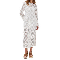 Robe élégante en crochet ajouré à col rond pour femmes européennes et américaines, robe blanche en tricot sexy personnalisée pour femmes