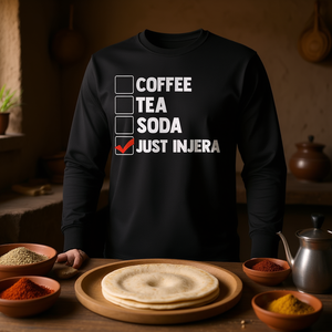 T-shirt à manches longues avec motif café, thé, soda et Injera, vêtements promotionnels - Product Image 3