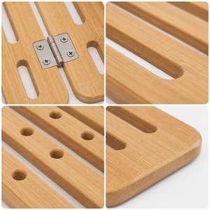 Égouttoir à vaisselle pliable en <span class=keywords><strong>bambou</strong></span> naturel pour comptoir de cuisine, organisateur gain de place - Product Image 3