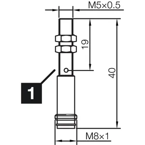 Sensor de proximidad inductivo INSM-M05-B0.8NS-T3 con conector metálico M8, protección contra cortocircuitos y pantalla LED de estado de conmutación - Product Image 1