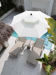 Chaise longue en bois de Polyester, accoudoir en tissu de piscine de jardin extérieur - Product Image 5