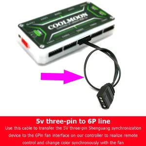 สำหรับตัวควบคุมพัดลม <span class=keywords><strong>coolmoon</strong></span> 3Pin 5V ARGB เป็นสายเคเบิลอะแดปเตอร์ขนาดเล็ก4ขา/6Pin - Product Image 2