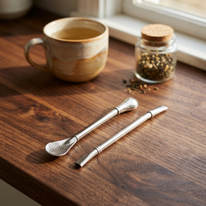 Ensemble de 2 cuillères à glace argentées, accessoires de bar minimalistes en métal, réutilisables - Product Image 5