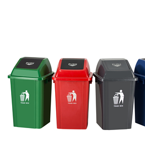 Nhà Cung Cấp Hình Vuông Nhiều Màu Sắc Trong Nhà Ngoài Trời Thùng Rác Nắp Xoay 60 Lít Thùng Rác Thùng Rác Bằng Nhựa - Product Image 1
