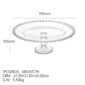 JINGYU classico <span class=keywords><strong>Vintage</strong></span> alto vetro piatto di frutta usa e getta cibo da Dessert con motivo a pianta quadrato supporto per la casa per il partito - Product Image 6