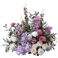 Centre de table en soie artificielle rose et violette pour mariage, décoration de printemps, cérémonie, allée et vitrine