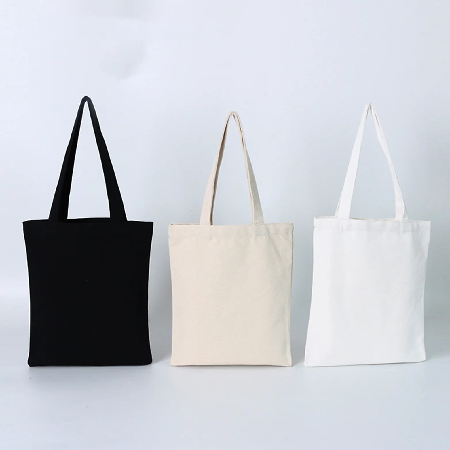 Wholesale Custom Print Logo Reusable Plain White Blank Cotton Canvas Shopping Tote Bag