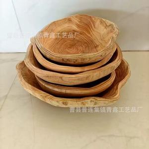 Cuencos de madera Qingxin hechos a mano, bandejas de frutas irregulares, vajilla tallada en raíz para fiestas, origen Shandong, sin recubrimiento. - Product Image 2