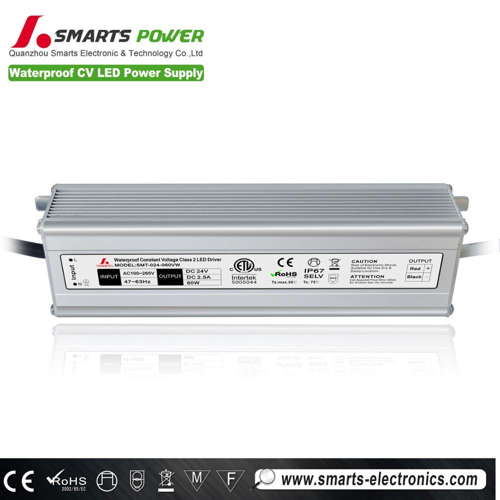 CE RoHS ETL aprobado Slim LED driver 12 V/24 V 60 W crece la fuente de alimentación de luz
