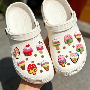 Boucles décoratives en PVC pour chaussures à trous, thème crème glacée, motifs bâtonnets glacés et dessins animés, accessoires pour sabots et pantoufles, vente en gros - Product Image 3