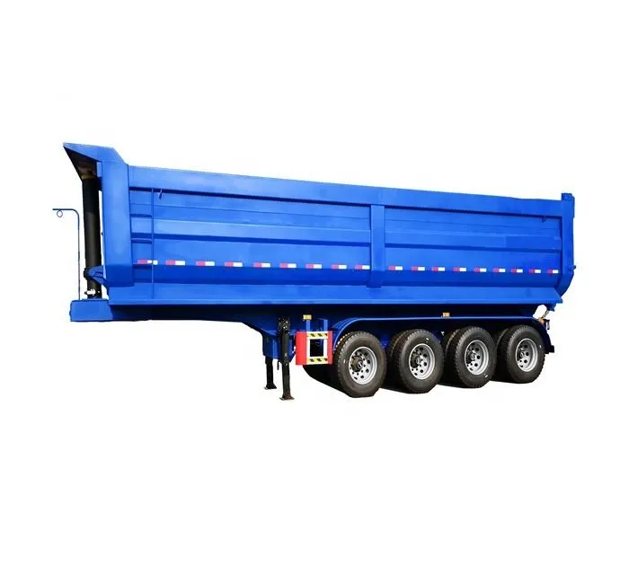 운송 대형 차량 4 차축 의무 유압 u 모양 40cbm 16 톤 백 엔드 덤프 트레일러 트럭 리어 티퍼 트레일러