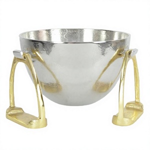Decoración para Mesa de Salón, Enfriador de Vino Champagne, Decorativo para Servir Alimentos y Frutas, Tazón Plateado con Soporte Dorado, Apto para Alimentos - Product Image 1