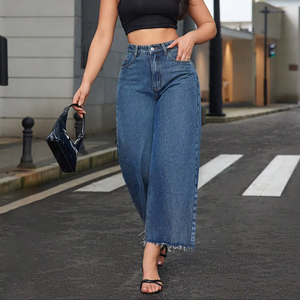 <span class=keywords><strong>Jeans</strong></span> da Donna a <span class=keywords><strong>Vita</strong></span> Alta Taglie Forti Taglio Dritto <span class=keywords><strong>in</strong></span> Morbido Cotone Elasticizzato Tinta Unita Pantaloni <span class=keywords><strong>in</strong></span> Maglia - Product Image 1