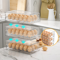 Boîte de rangement pour œufs de grande capacité en gros pour réfrigérateur, organisateur d'œufs empilable en plastique pour cuisine et réfrigérateur