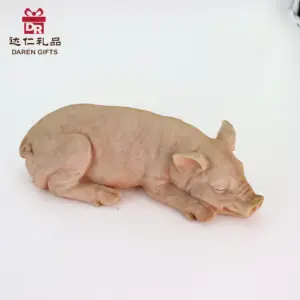 樹脂動物の彫刻の装飾リアルな豚の像デスクトップギフトホームガーデンの像の装飾樹脂工芸品