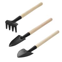 Set di attrezzi per forchetta rastrello mini pala da giardino con manico in legno a buon mercato