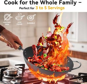 12.6 "đen 5-Quart chảo với Nắp đáy phẳng không dính cho cảm ứng đung khuấy Fry chảo & Pan Set - Product Image 2