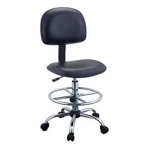 Antistatic Laboratory OEM Customized Black Backrest Esd Lab Chair With Foot Rest Ring