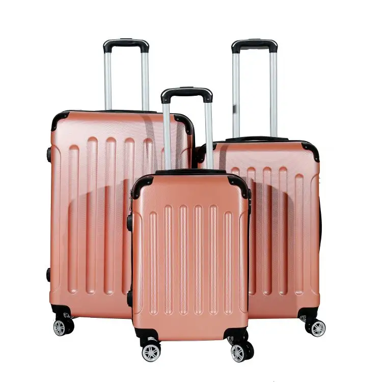 Hot selling colorful ABS PC travel luggage trolley suitcase fibre trolley bag
