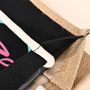 Sac fourre-tout en <span class=keywords><strong>jute</strong></span> réutilisable écologique avec logo personnalisé, sac <span class=keywords><strong>de</strong></span> shopping en <span class=keywords><strong>toile</strong></span> naturelle avec bandoulière, sac fourre-tout pour femmes - Product Image 5