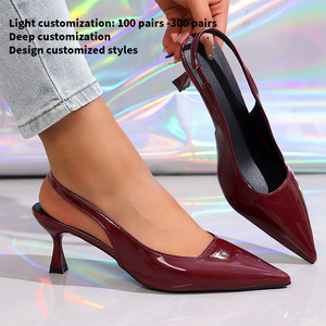 Chaussures à talons hauts pointus pour <span class=keywords><strong>femme</strong></span>, design personnalisé, luxe, sexy, en cuir verni PU brillant, avec sangle élastique, 9605 - Product Image 1