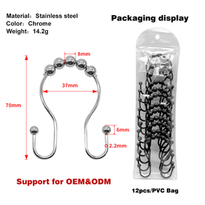 Bathroom Mount Bulk Wholesale Double Sided Stainless Steel <b>Curtain</b> <b>Hook</b> - Product Image 3