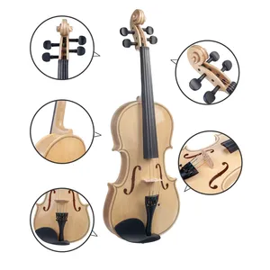 Violín Acústico 4/4 <span class=keywords><strong>de</strong></span> <span class=keywords><strong>Color</strong></span> Madera con Acabado Brillante, con Estuche, Arco y Puente, Tamaños Versátiles para Principiantes <span class=keywords><strong>de</strong></span> Todas las Edades - Product Image 3