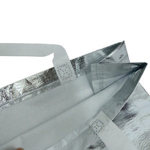 Custom Laminated Non Woven Metallic <strong>Silver</strong> Reusable Shopping <strong>Tote</strong> <strong>Bags</strong> - Product Image 4