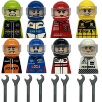 Ensemble de blocs de construction de figurines de pilotes de course professionnels avec casques et clé, compatibles avec les briques de voitures de sport DIY