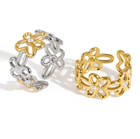 Modischer Edelstahl Zirkon Edelstein Ring Trendiger Stil 18k PVD Gold Ring Damen Modeschmuck