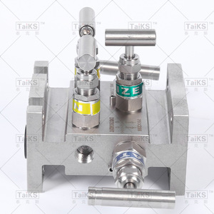Collecteur à cinq vannes de type T en acier inoxydable avec bride à double rail en U et filetage interne, collecteur de vanne à commande séparée - Product Image 1