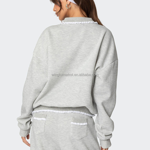<span class=keywords><strong>Pantaloni</strong></span> <span class=keywords><strong>Larghi</strong></span> Grigi all'Ingrosso, Joggers da Donna <span class=keywords><strong>con</strong></span> Dettagli in Pizzo e Volant - Product Image 6