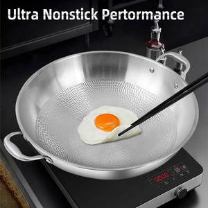 Wok Grande Triple <span class=keywords><strong>de</strong></span> Acero Inoxidable 316 Antiadherente, Wok Grande para <span class=keywords><strong>Cocina</strong></span> <span class=keywords><strong>de</strong></span> <span class=keywords><strong>Gas</strong></span> e Inducción, Wok <span class=keywords><strong>de</strong></span> 3 Capas Reforzado <span class=keywords><strong>con</strong></span> Tapa para Cocinar - Product Image 6