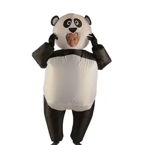 男女通用搞笑万圣节熊猫服装充气成人卡通吉祥物商务派对动物主题步行服装