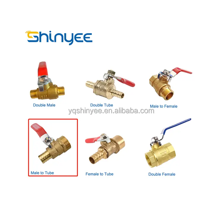 Shinyee Pneumatische Kleppen Mannelijke Draad Messing Kogelkraan 3/8-8 Met Weerhaak Connector Pex Mip Fip Vrouw