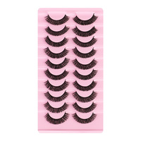 Faux cils en bande style russe, volume intense, courbure DD, épais, naturels, effet wispy, bande noire, vente en gros OEM