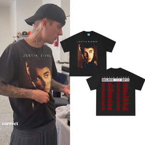 Justin Bieber Believe Tour 2013 Merch T-shirt Uomo Donna Moda Hip Hop T-shirt oversize T-shirt casual in cotone a maniche corte - Product Image 1