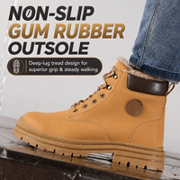 Chaussures de sécurité pour hommes à embout d'acier, doublure chaude en peluche, bottes de travail hiver antidérapantes et anti-perforation pour usine et chantier