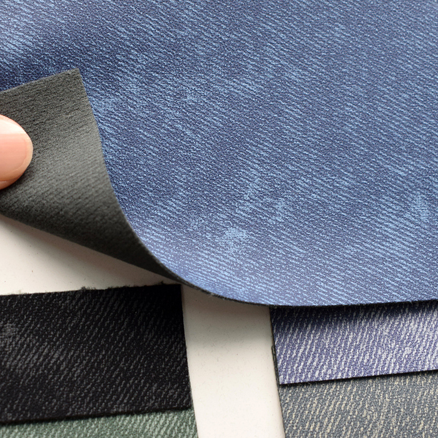 Twill Imitation Denim Sheepskin PU Leather Shoe Bag Fabric Abrasion-Resistant 0.9mm Thickness Accessories Stock Wholesale