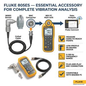 Sensor de Vibración Externo 805/ES de Alta Precisión, Cabezal de 90 Grados, Imán de Alta Potencia, Conector Robusto de Grado Militar, Cable Enrollado de 7' - Product Image 5