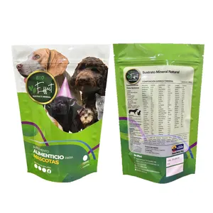 Stampa personalizzata 2kg 5kg 10kg chiusura a Zip richiudibile fondo piatto foglio di alluminio per uso alimentare sacchetto impermeabile per alimenti per animali domestici