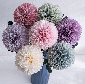 Bunga Sutra Buatan Tangan Bentuk Bola Dandelion Krisan Tangkai Panjang Modern untuk Rumah Dapur Pesta Pernikahan Paskah Hari Ibu - Product Image 1